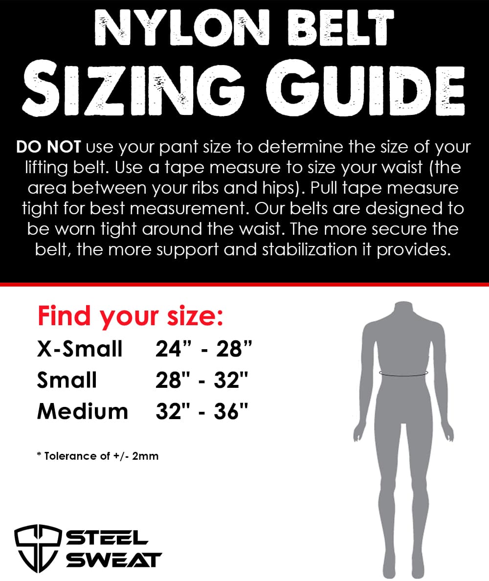 Women's nylon belt sizing guide