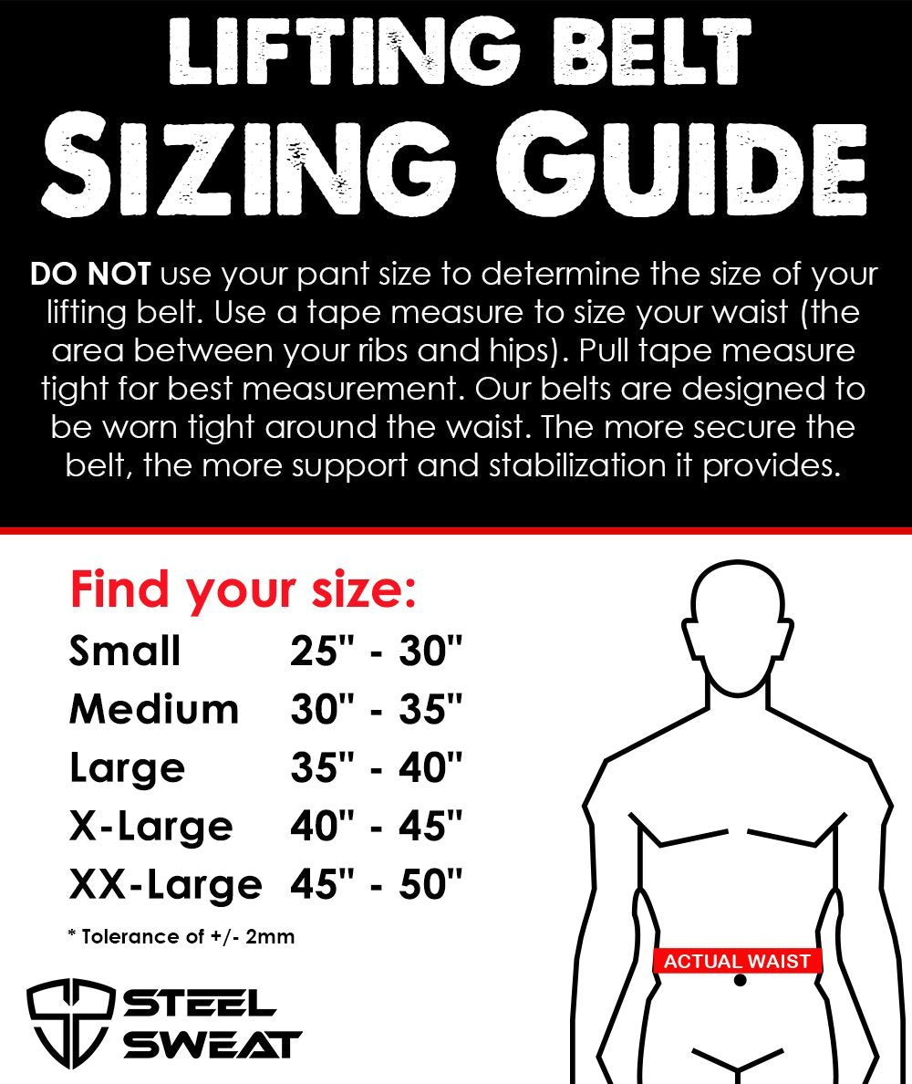 Weight lifting shop belt sizing